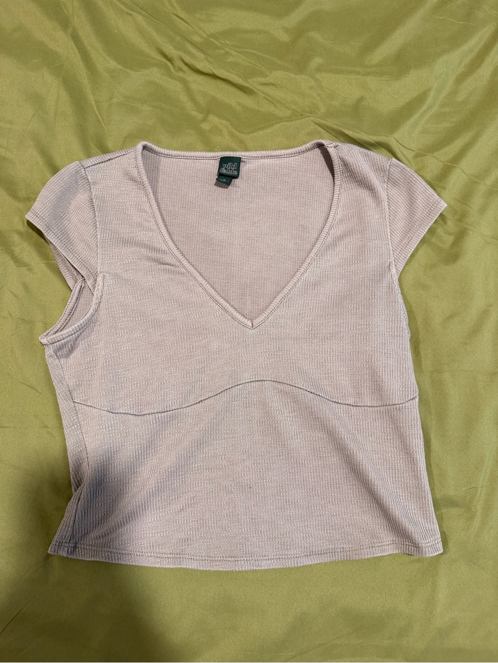 wild fable Ribbed V-Neck Crop Top - Pale Pink